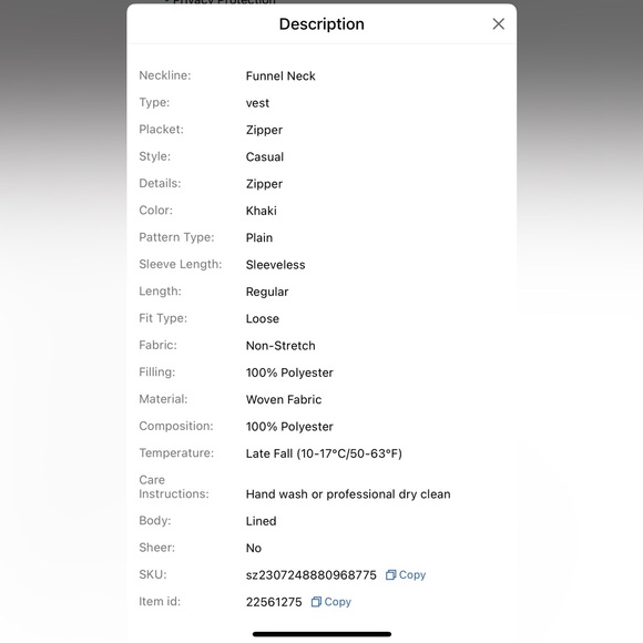 SHEIN MOOSTA beige tan Zip Up Vest Padded Coat For Winter - Picture 7 of 7